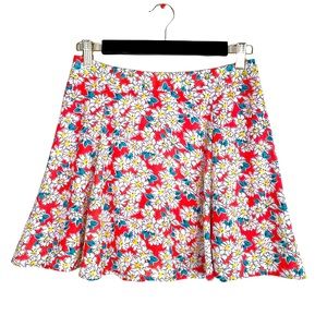Lush Coral Floral Mini Flare Skirt